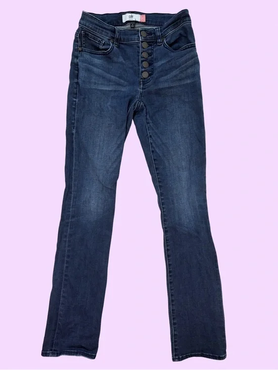 Cabi Dark Blue Straight-Leg Jeans with Button Fly - Picture 1 of 5